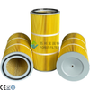 Yellow Polyester Cylindrical Dust Filter Cartridge | Oil-Water Repellent Filter for Industrial Dust Collectors