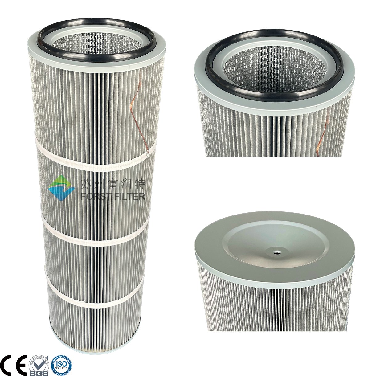 Anti-Static Polyester Dust Filter Cartridge | Cylindrical Air Filter for Explosive Dust Control