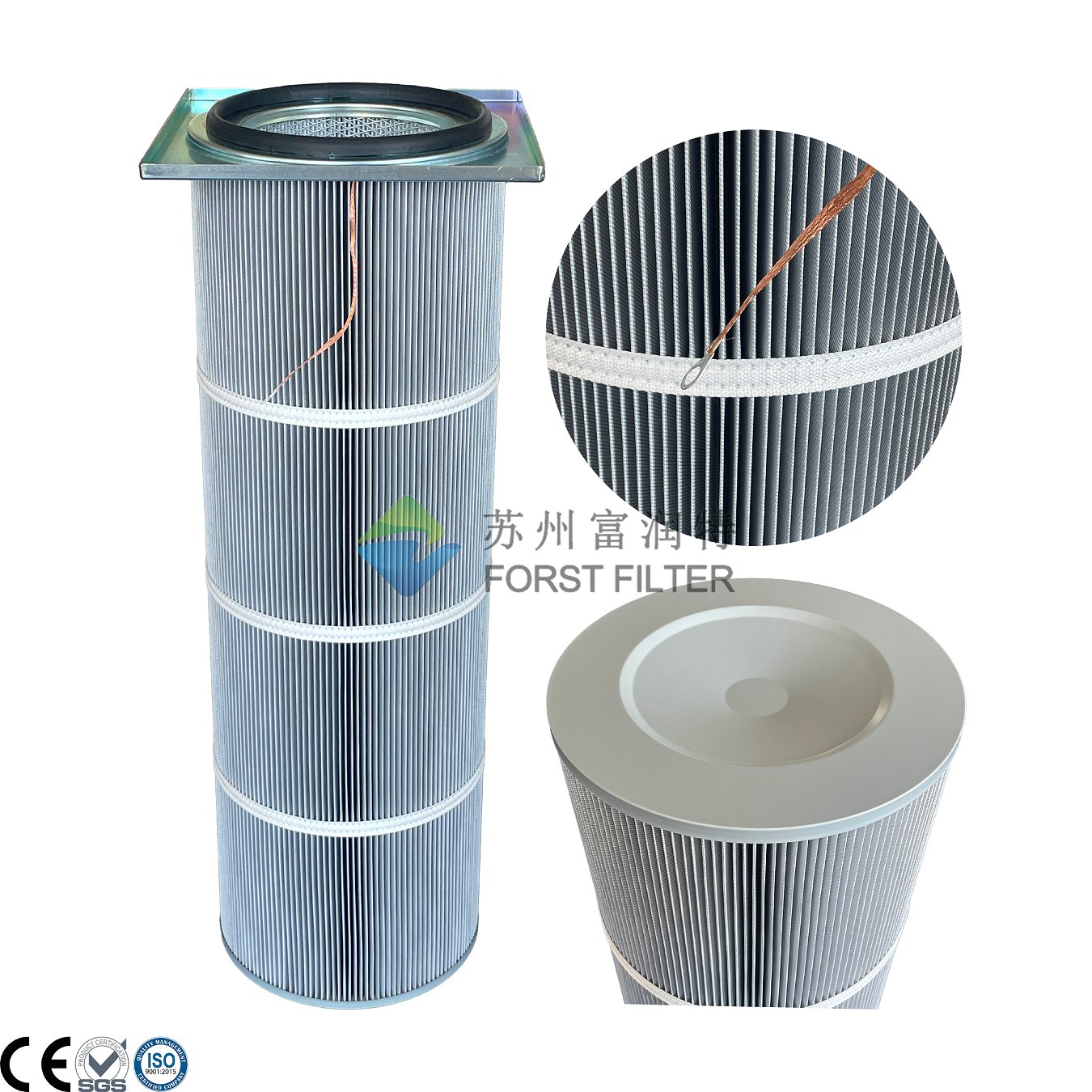 High-Efficiency Square Cap Clamp Dust Collector Filter Cartridge | Durable Polyester, Quick Installation, Long Service Life